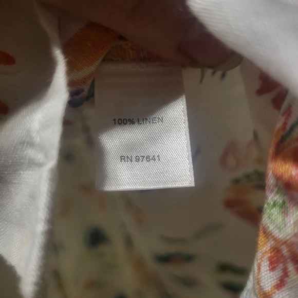 J. Jill Love Linen Tunic Top XS Petite 100% Linen Feminine Floral Whimsical - Picture 6 of 6